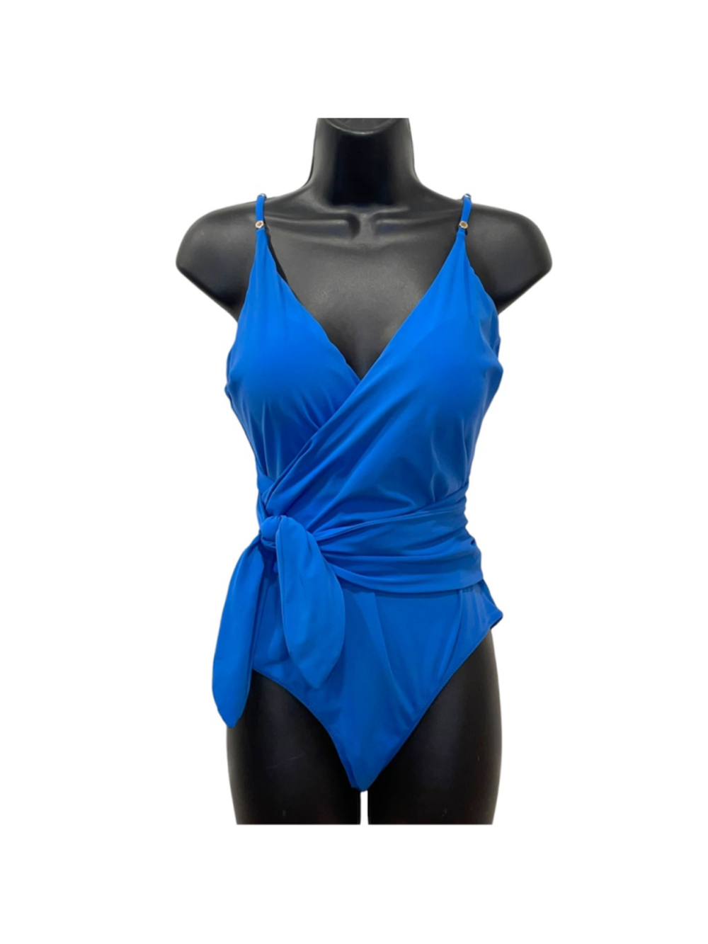 Stella McCartney Womens Size Large Timeless Basics Wrap One Piece Swimsuit Blue